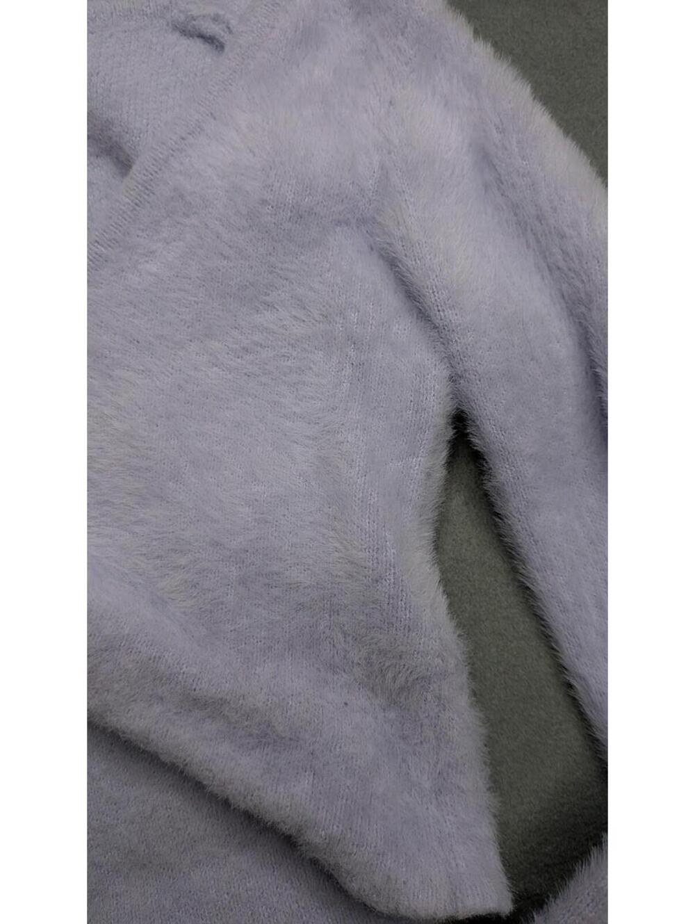 Bershka Sweater Pullover Womens XS Purple Fuzzy Cropped Twist Front V Neck - Picture 2 of 5